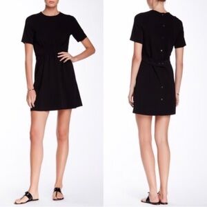 A.L.C. Paige Smock Belt Black Mini Dress with Button Back